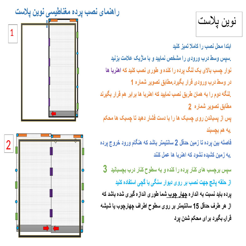 پرده مغناطیسی نوین پلاست مدل 180 سایز 180x230 سانتی متر