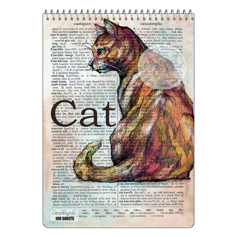 دفتر شطرنجی 100 برگ کارنیکا طرح روزنامه وینتج حیوانات Vintage Newspaper Animals کد 44782