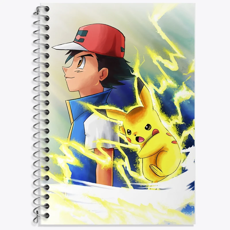 دفتر زبان 50 برگ خندالو مدل دو خط طرح انیمه پوکمون (Pokemon) کد F2156