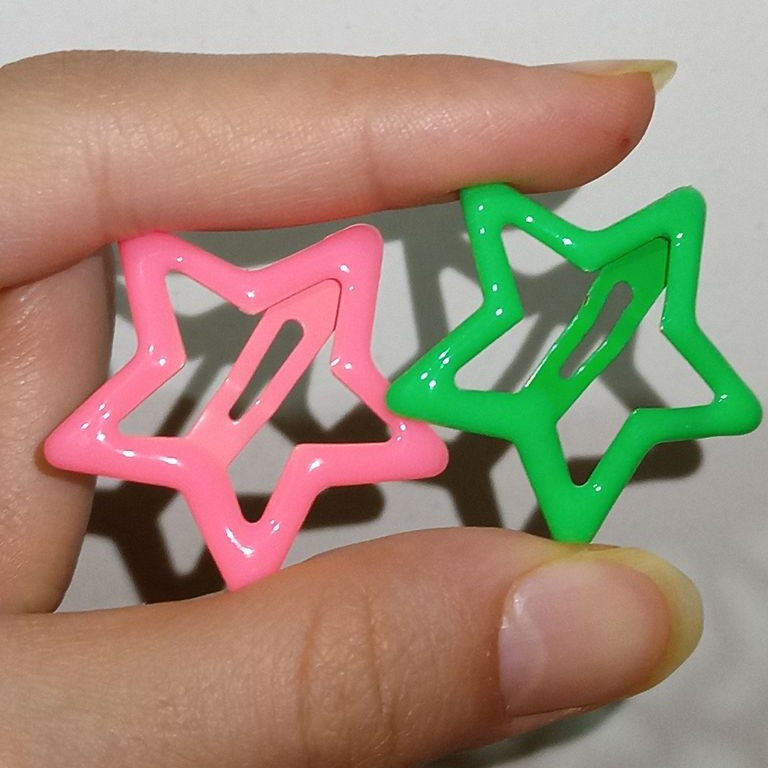 گیره مو دخترانه مدل تق تقی ستاره ای پاستیلی بسته 6 عددی