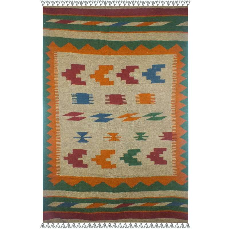 گلیم دستبافت یک و نیم متری کد zar 22334