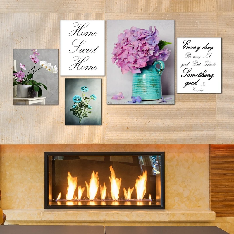 تابلو شاسی بکلیت طرح جمله انگیزشی و گل مدل SH-267 مجموعه 5 عددی