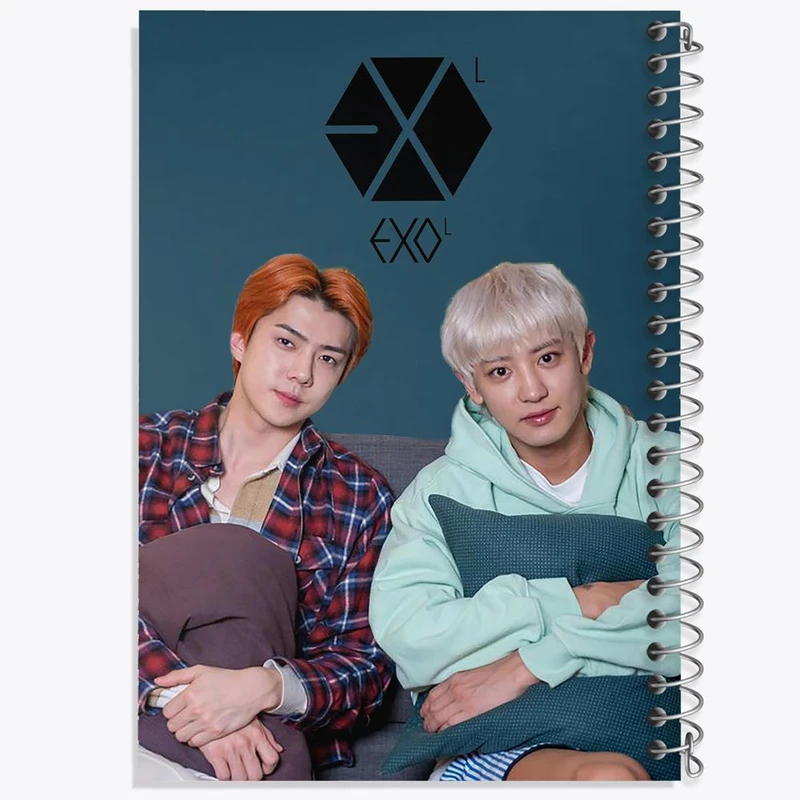 دفتر مشق 50 برگ خندالو مدل سهون و چانیول گروه اکسو EXO کد 16818