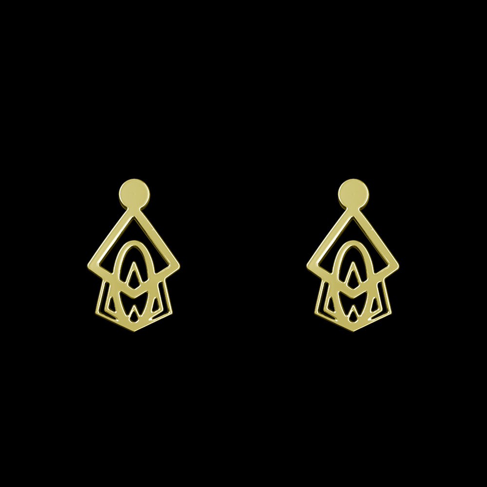 گوشواره طلا 18 عیار زنانه مدوپد مدل هندسی کد GA1-10133