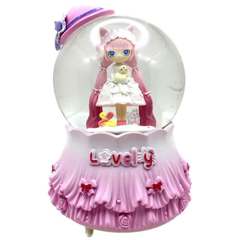گوی موزیکال مدل پمپی Lovely طرح دختر زیبای کلاهدار کد PA9069