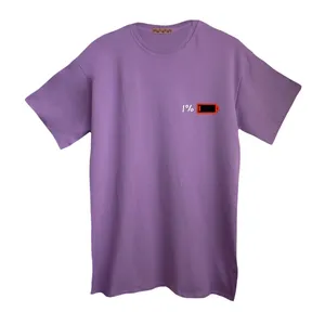 تی شرت لانگ  آستین کوتاه زنانه مدل درصد رنگ یاسی