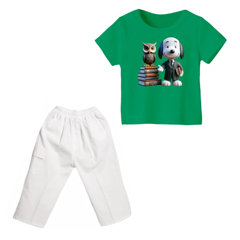 ست تی شرت و شلوارک پسرانه مدل اسنوپی کد 49