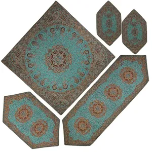 ست 5 تکه رومیزی ترمه شوکران یزد طرح گوهر کد SBZBI5-5