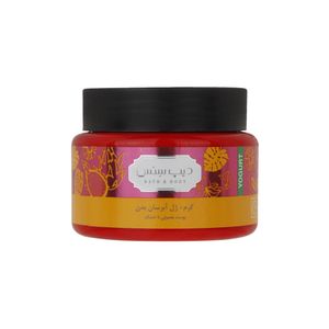کرم ژل آبرسان بدن دیپ سنس مدل yogurt حجم 250 میلی‌لیتر مناسب پوست معمولی تا خشک با هیالورونیک اسید، روغن آووکادو، نارگیل و کره کاکائو برای رفع خشکی، خارش و نرم‌کنندگی ماندگار