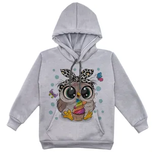 هودی دخترانه مدل جغددختر F144 رنگ طوسی