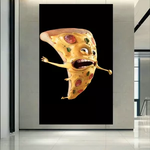 پوستر پارچه ای طرح پیتزا مدل Funny pizza slice