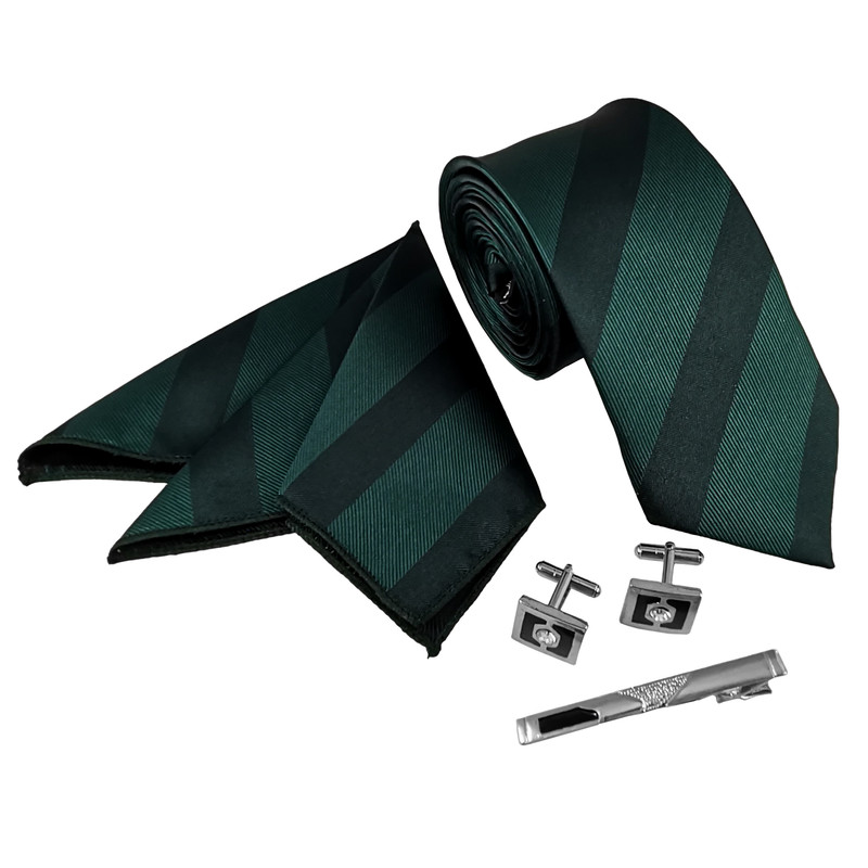 ست کراوات و دستمال جیب و دکمه سردست و گیره کراوات مردانه مدل 529