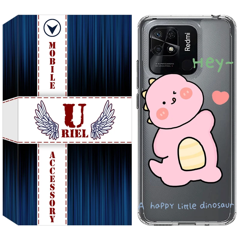 کاور یوریل مدل Clear کد 26 طرح دایناسور صورتی مناسب برای گوشی موبایل شیائومی Redmi 10C