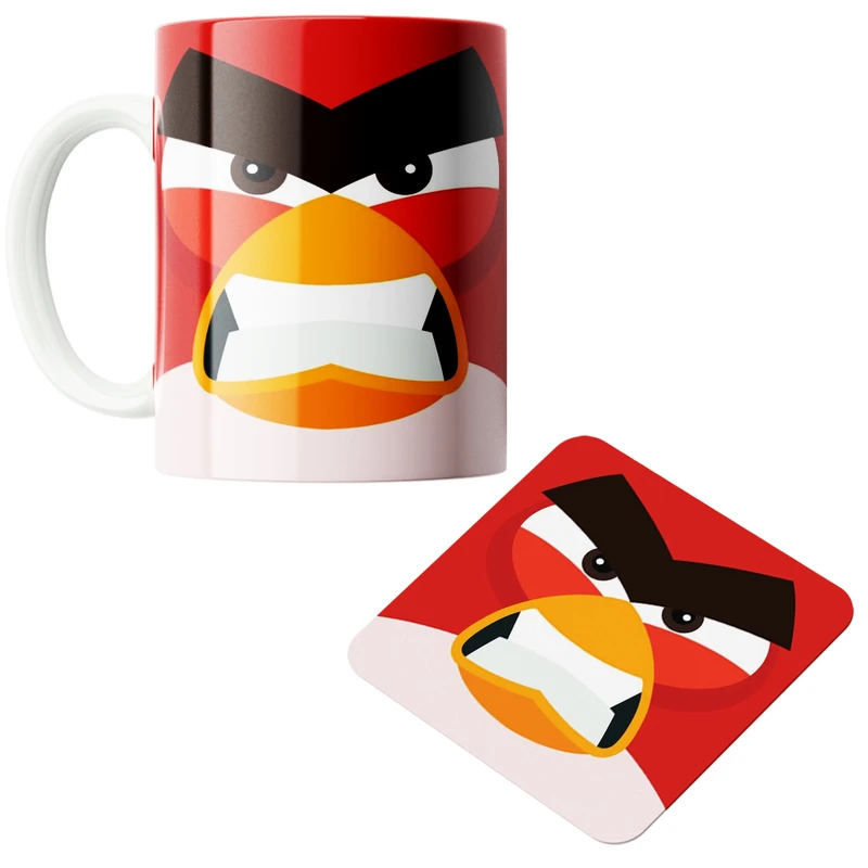 ماگ پاد آفرین مدل پرندگان خشمگین کد z294 به همراه زیر لیوانی