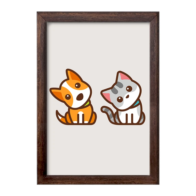 تابلو خندالو طرح حیوانات بامزه سگ و گربه کد 28173