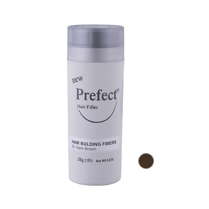 پودر پرپشت کننده مو پرفکت هیر فیلر کد 03 وزن 25 گرم رنگ قهوه‌ای تیره