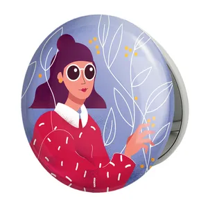 آینه جیبی خندالو طرح دخترونه مدل تاشو کد 6084 