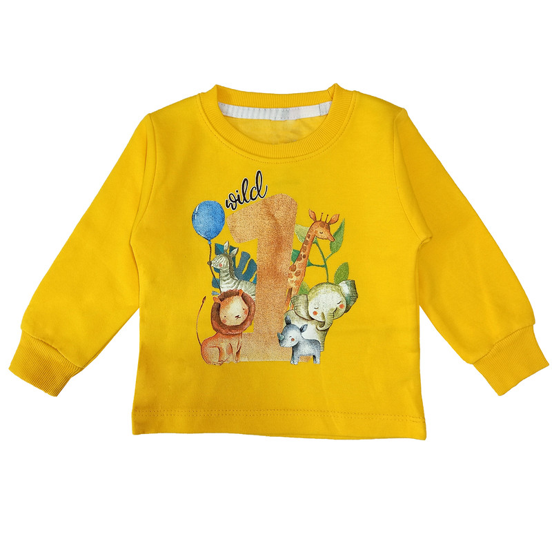 ست تی شرت و شلوار پسرانه مدل جنگل حیوانات کد 3551 رنگ زرد