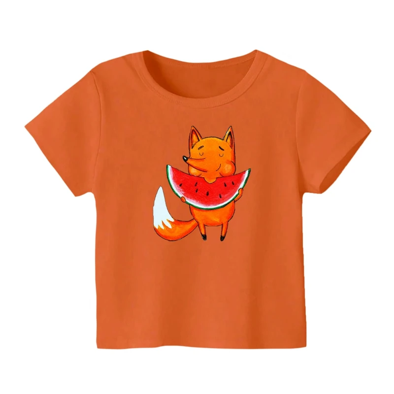 تی شرت آستین کوتاه بچگانه مدل روباه و هندوانه یلدایی