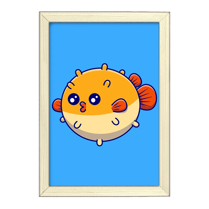 تابلو خندالو طرح حیوانات بامزه ماهی بادکنکی کد 29640