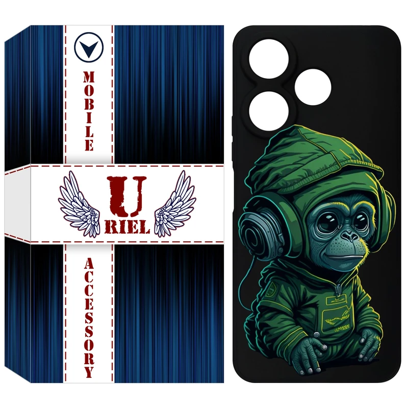 کاور یوریل قاب مدل KSH کد 45 طرح میمون سبز مناسب برای گوشی موبایل شیائومی Redmi 13 4G / Redmi 13 5G / Poco M6 4G