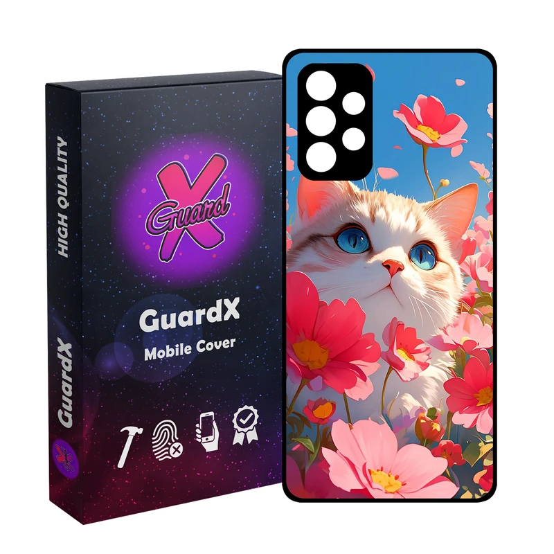 کاور گارد ایکس طرح گربه مدل Glass10742 مناسب برای گوشی موبایل سامسونگ Galaxy A32 4G