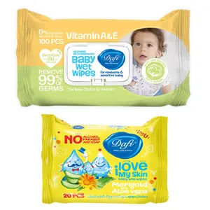 دستمال مرطوب کودک دافی مدل Sensitive بسته 100عددی به همراه دستمال مرطوب کودک دافی مدل i Love My Skin بسته 20عددی مجموعه 2عددی