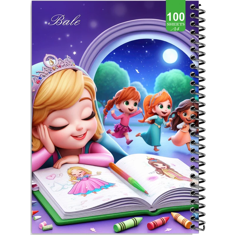 دفتر نقاشی 100 برگ بله طرح فانتزی دختر کوچولوی نقاش کد A4-N298