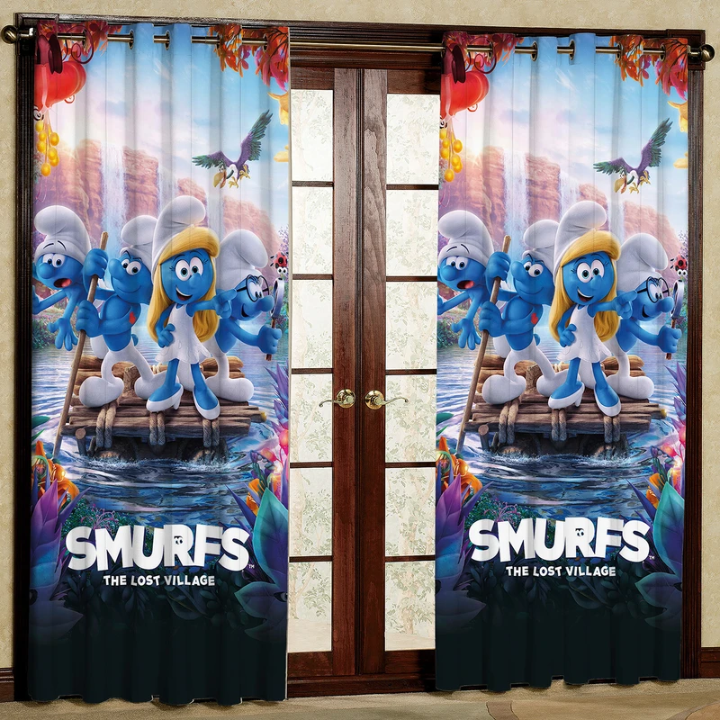  پرده مدل کارتون SMURFS مخمل پانچی کد 940 سایز 140x280 سانتی متر