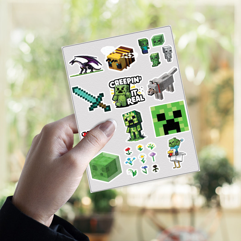 استیکر لپ تاپ طرح ماینکرفت کد minecraft-111 مجموعه 12 عددی