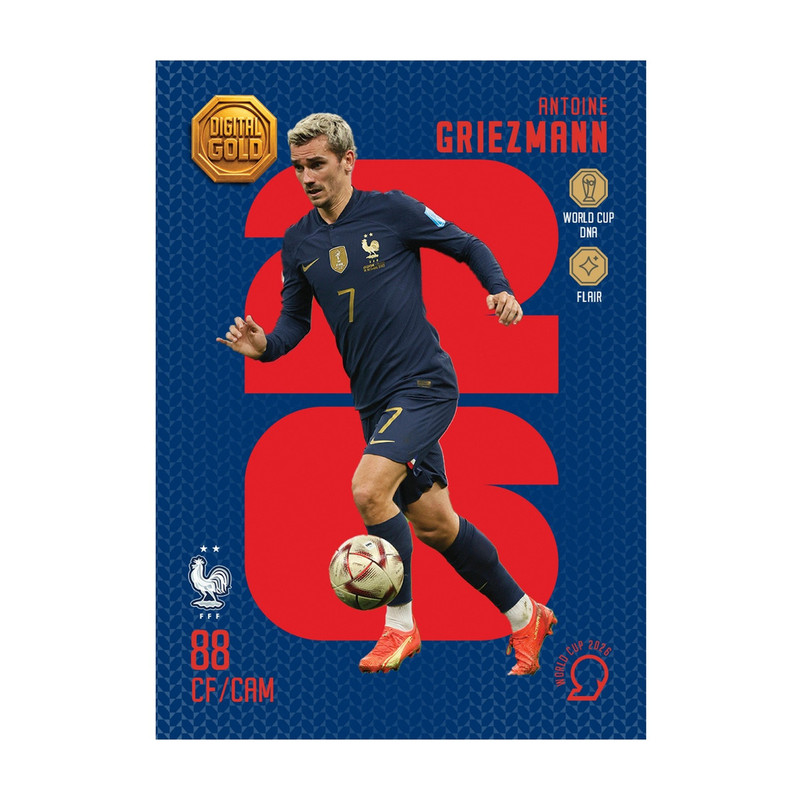 شمش طلای دیجیتال 18 عیار سوت مدل گریزمان GRIEZMANN طرح کارت فوتبالی جام جهانی 2026 کد SO10052026