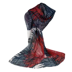 شال زنانه مدل نخی آبرنگی طرح هاوایی 