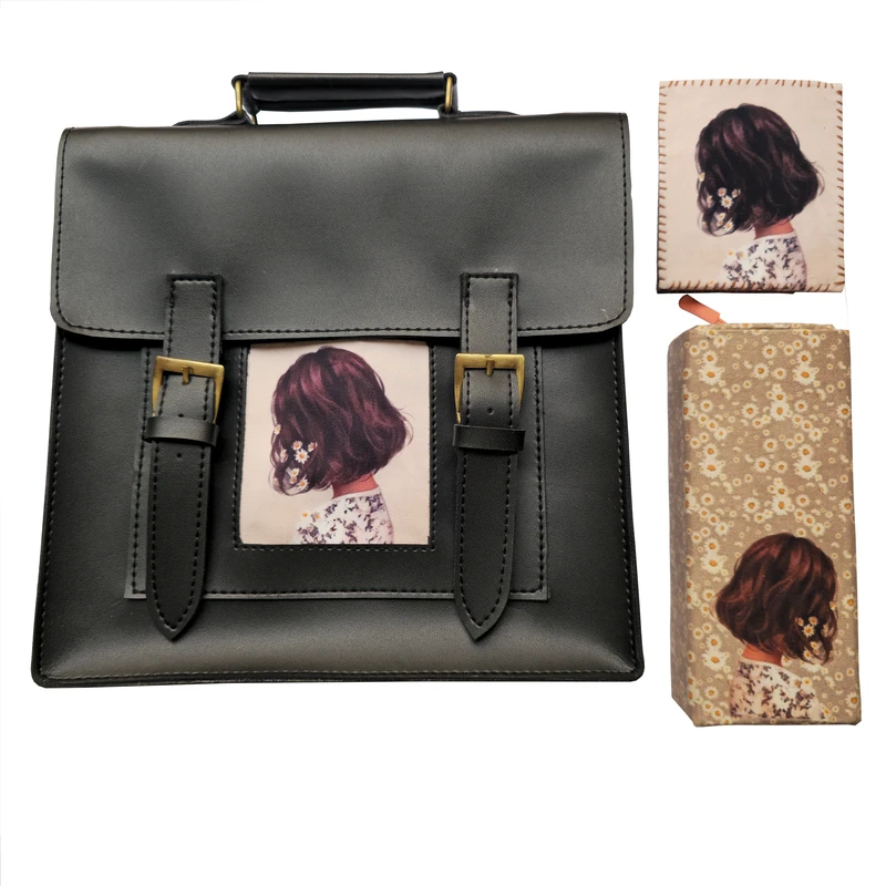 کوله غزال مدل دختر بابونه به همراه کیف پول و جامدادی