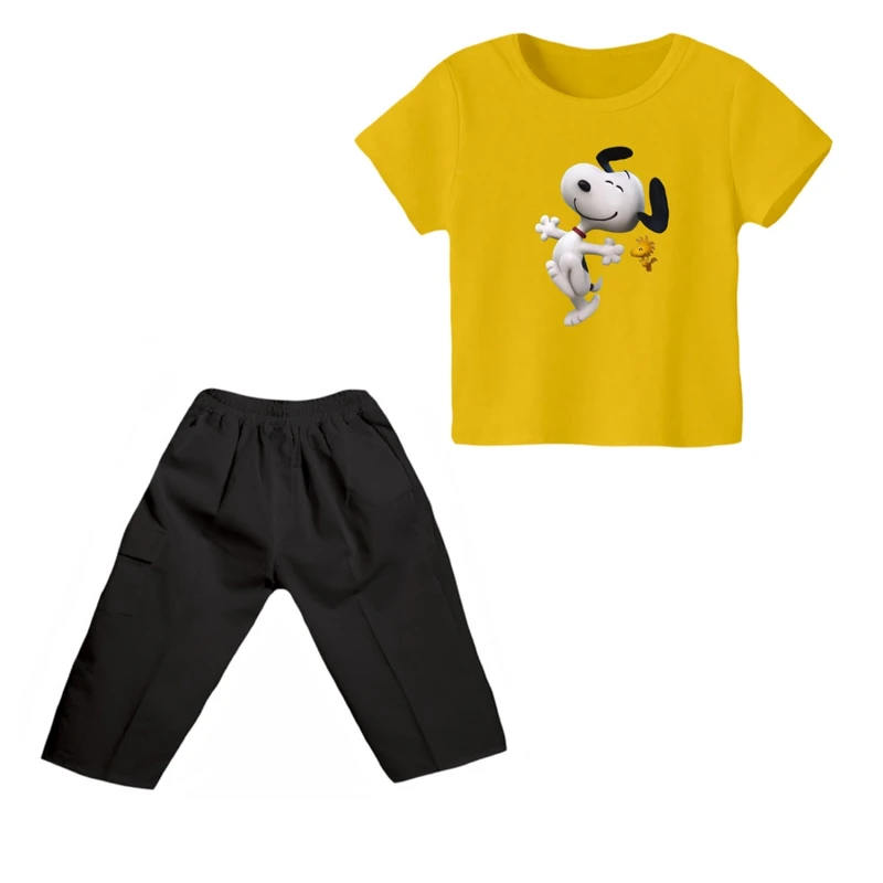 ست تی شرت و شلوارک پسرانه مدل اسنوپی کد ۶۱