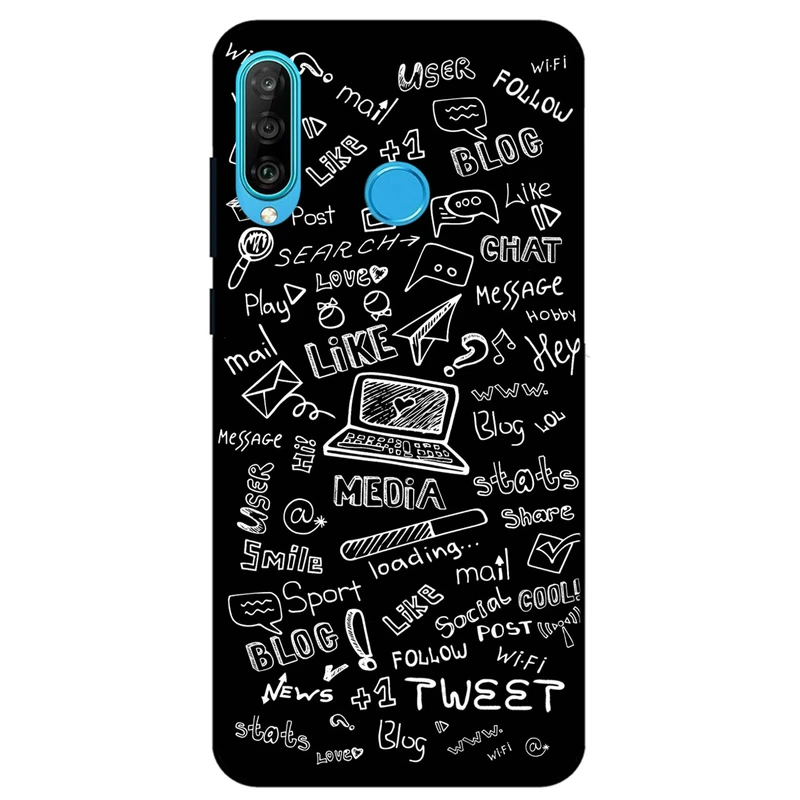 کاور مگافون طرح رسانه های اجتماعی مدل 1898 مناسب برای گوشی موبایل هوآوی P30 Lite / Nova 4E