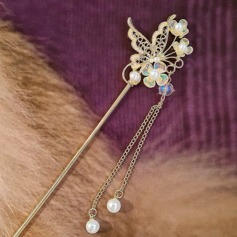 گیره مو زنانه مدل کانزاشی ژاپنی پروانه آویزدار کد brg 4205