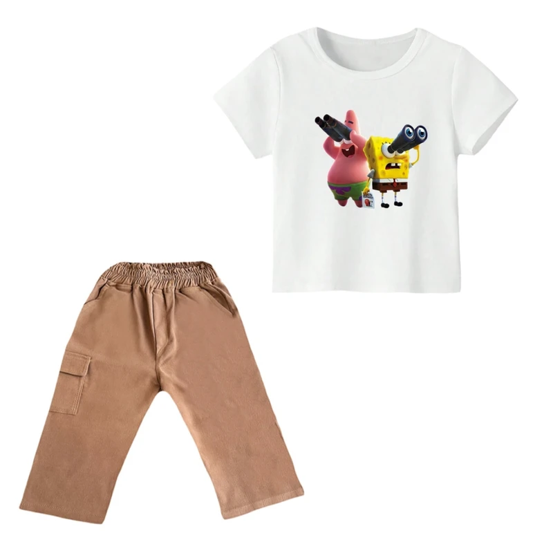 ست تی شرت و شلوارک پسرانه مدل باب اسفنجی کد ۴