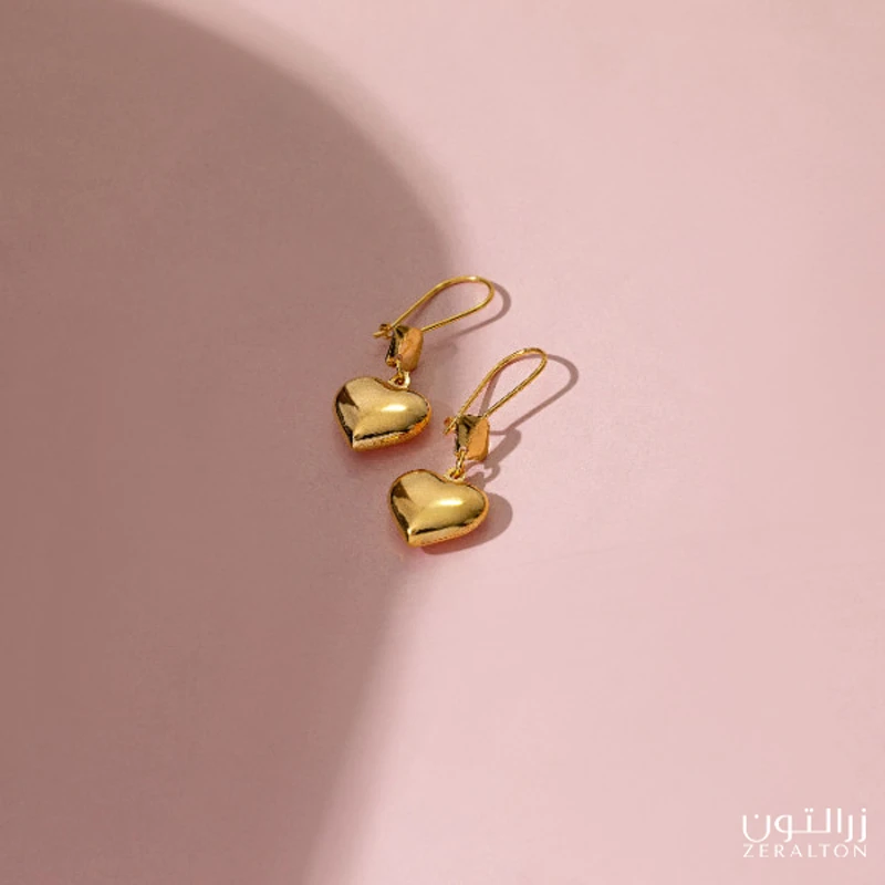 عکس شماره 2 : گوشواره طلا کم اجرت 18 عیار زنانه زرالتون مدل قلبی