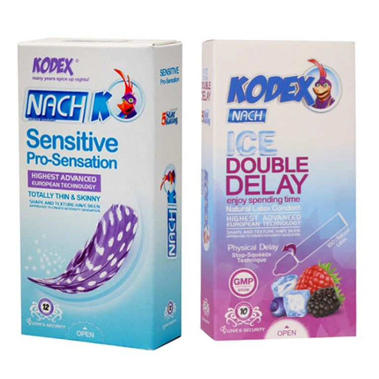 کاندوم ناچ کدکس مدل ICE DOUBLE DELAY بسته 10 عددی به همراه کاندوم ناچ کدکس مدلSensitive بسته 12 عددی