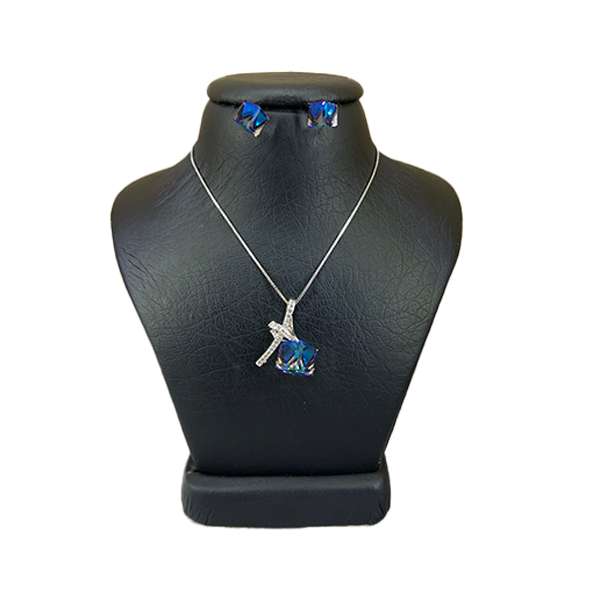 نیم ست نقره زنانه سواروسکی مدل مکعب خاص کد 24564