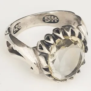 انگشتر نقره مردانه مدل بته جقه جواهری 3452