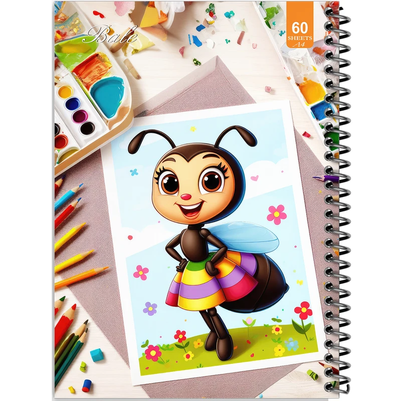 دفتر نقاشی 60 برگ انتشارات بله طرح فانتزی زنبور هنرمند کد A4-O160
