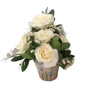 گلدان گل  مدل کوچک رز طبیعی