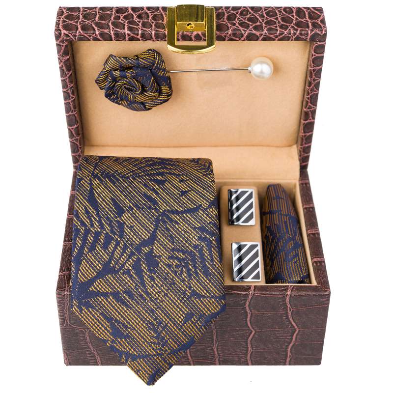 ست کراوات و دستمال جیب و دکمه سردست و گل کت مردانه جیان فرانکو روسی مدل GF-ST2321-BOX