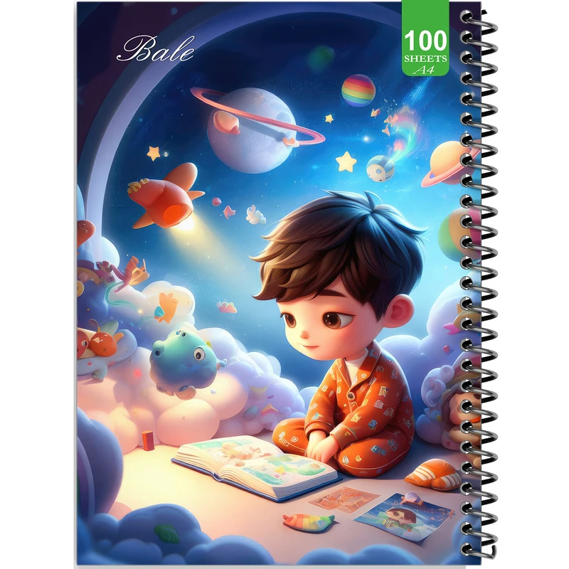 دفتر نقاشی 100 برگ بله طرح فانتزی پسرانه کد A4-N347