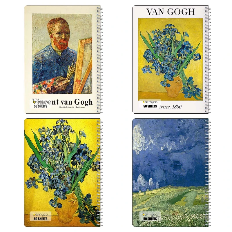 دفتر نقاشي 50 برگ کارنيکا طرح نقاشی‌های ون‌گوگ Van Gogh Paintings کد 87774 مجموعه 4 عددی