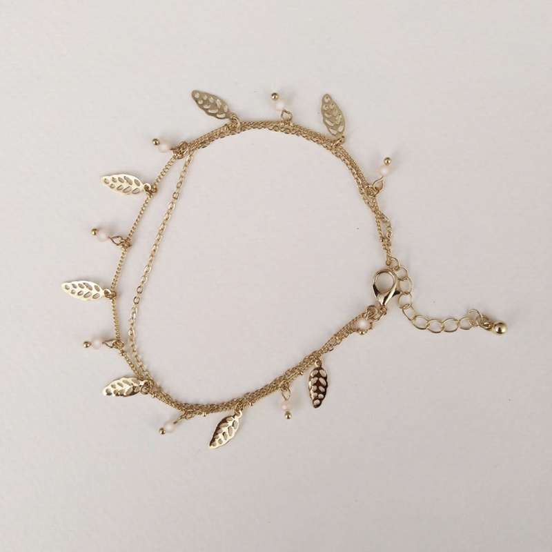 پابند زنانه اکسسورایز مدل برگ و مهره پابند زنانه اکسسورایز مدل برگ و مهره