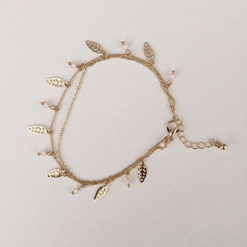 پابند زنانه اکسسورایز مدل برگ و مهره پابند زنانه اکسسورایز مدل برگ و مهره