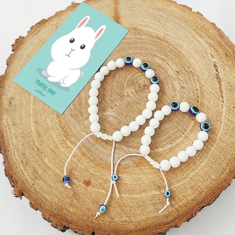 دستبند مدل مادر و فرزند سنگ و چشم نظر مجموعه دو عددی