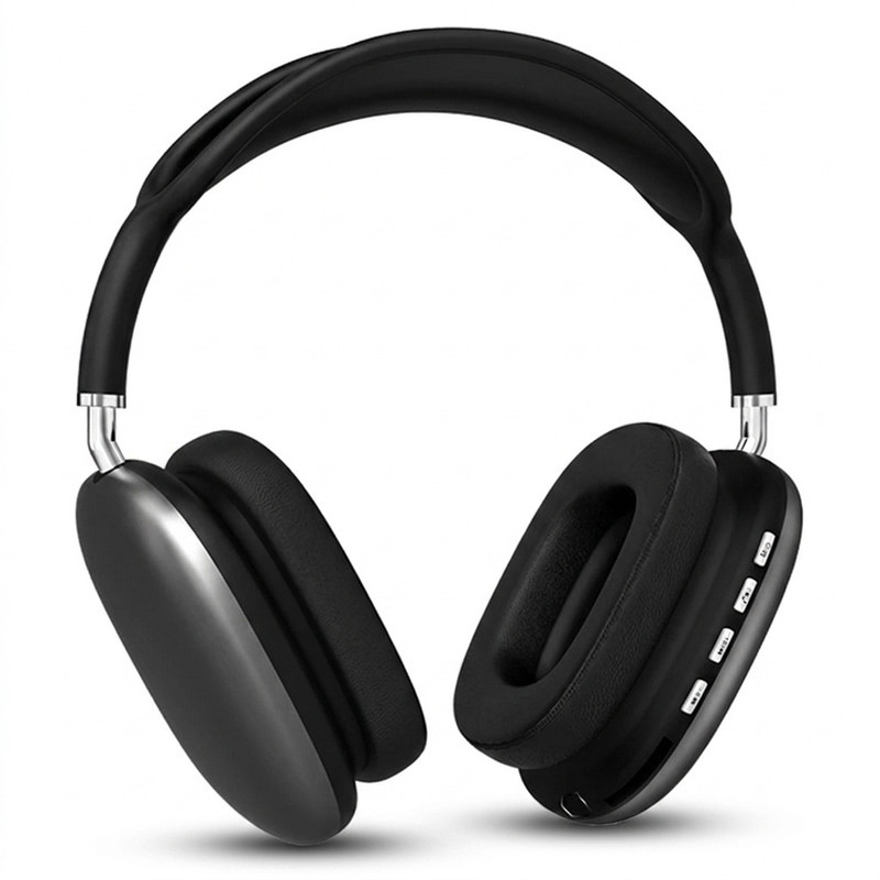 هدفون بلوتوثی رو گوشی مدل p9 با نویز کنسلینگ فعال، شارژ باسیم از طریق USB Type-C، کلید مدیریت صدا، جک 3.5 میلی‌متری و شیار کارت حافظه